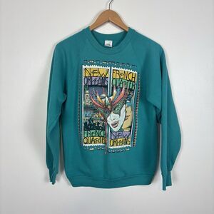 VTG 80s 90s New Orleans French Quarter Crewneck Sweatshirt Sweater Size Large